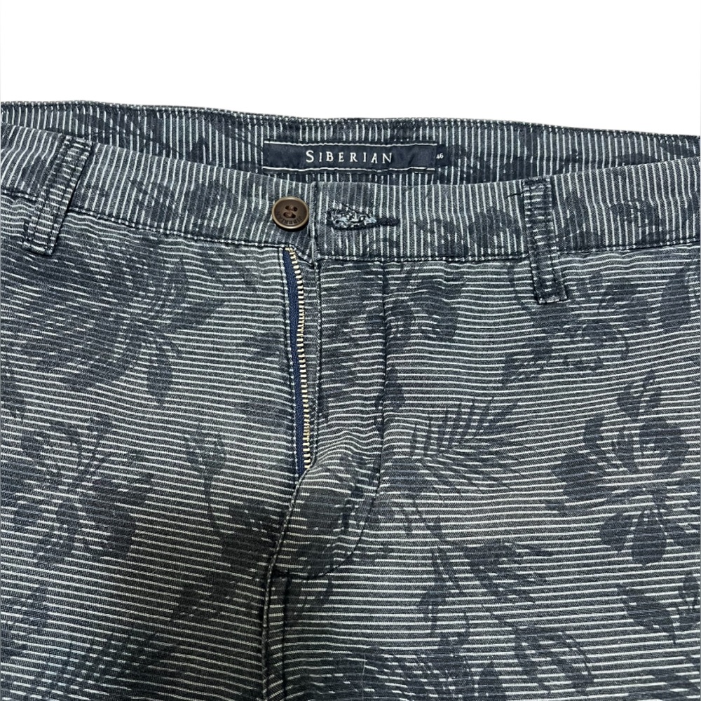 Siberian Men’s Floral Print Casual Shorts Gray Striped Size 46 - Picture 7 of 7